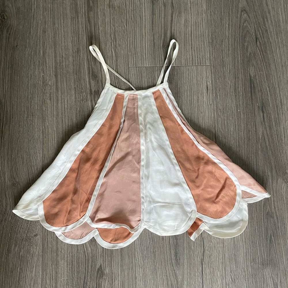 Free People Scalloped High Neck Cropped Tank